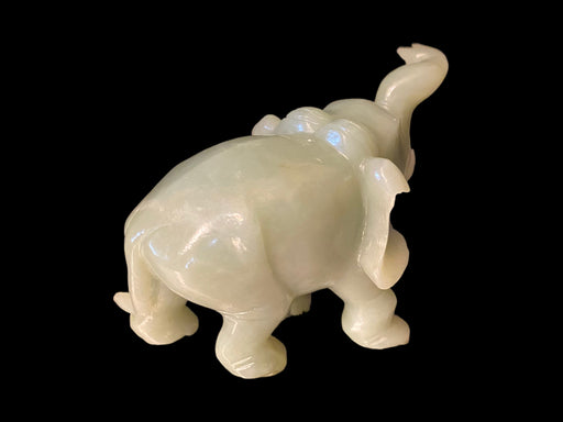 Stunning Jade Hand Carved Elephant Sculpture, 3.5" Tall X 5" Long.-EZ Jewelry and Decor