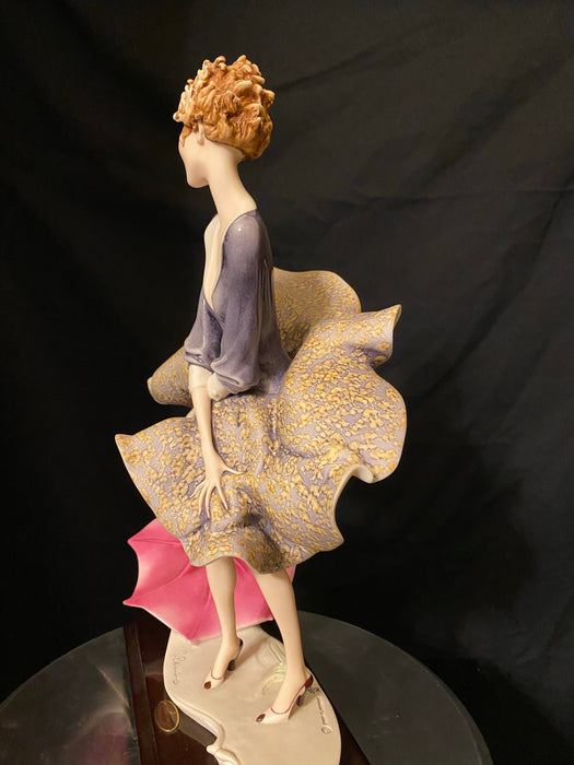 Vintage Giuseppe Armani "The Umbrella – Autumn” Figurine With Box 14.5"t , Hand Made, Hand Painted, Rare Retired, Signed-EZ Jewelry and Decor