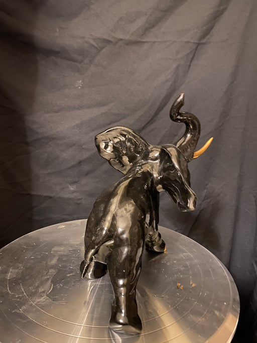 Unique Vintage Porcelain Black Elephant Figurine, Size: 8.5” x 7”-EZ Jewelry and Decor