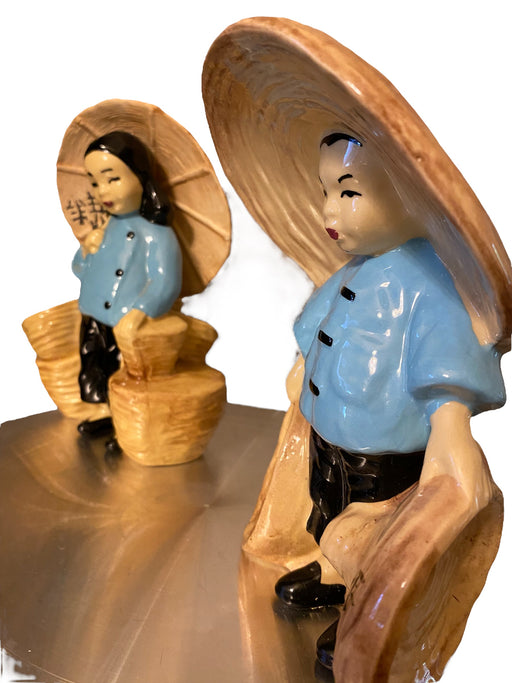California Pottery Asian Boy & Girl With Vases, McCarty Bros 7” Ceramic-EZ Jewelry and Decor