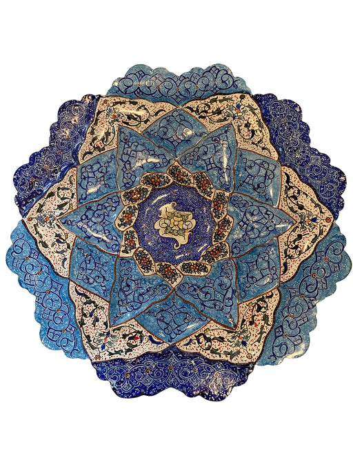 Minakari Persian Enamel  Handcrafted Cake Stand, 4” T x 10” W-EZ Jewelry and Decor