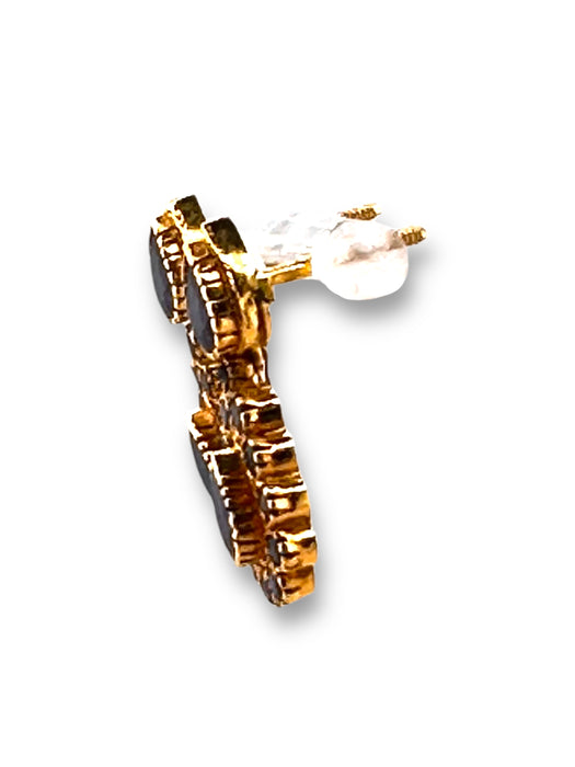 Elegant 22k Gold and Sapphire Drop  Earrings , September birthstone, 8.79g, Unique Gift, about 1 inch