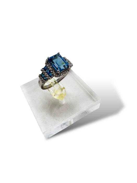 Sterling Silver Aquamarine Ring Size 7, Engagement Ring, Statement Ring