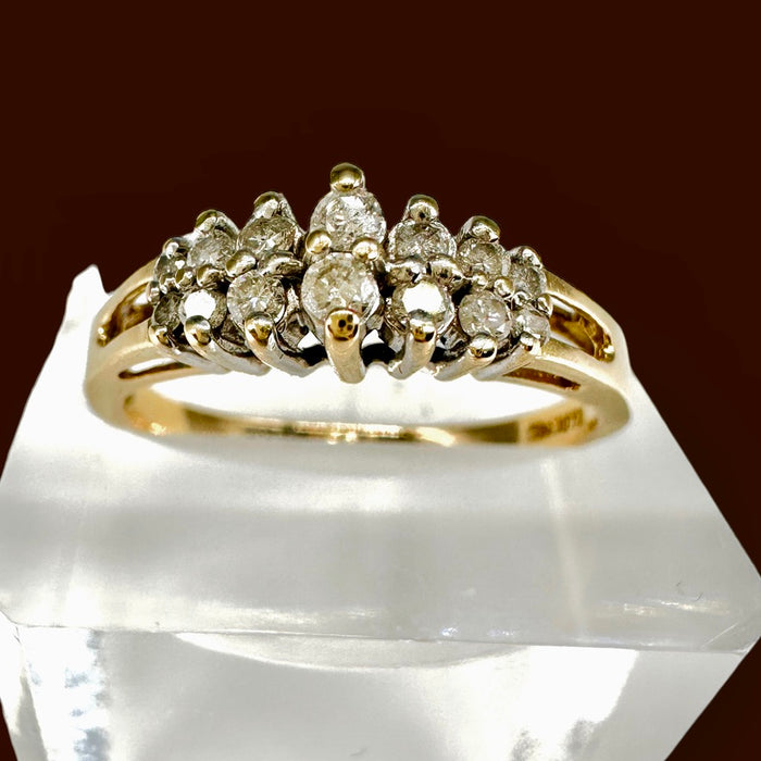 Antique Diamond Ring . 14 pieces of Diamonds. Engagement / Wedding / Formal Ring Size 8.5