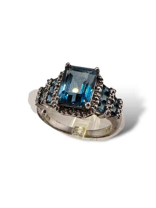 Sterling Silver Aquamarine Ring Size 7, Engagement Ring, Statement Ring