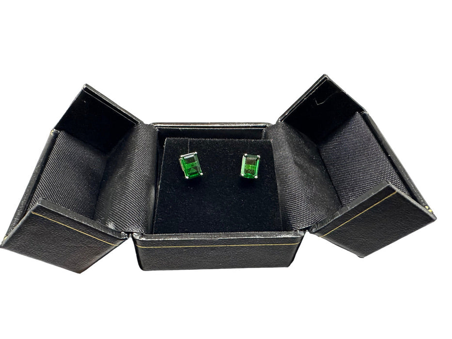 18K Gold plated. Stimulated Emerald cut 2.00ct Emerald Earrings-EZ Jewelry and Decor