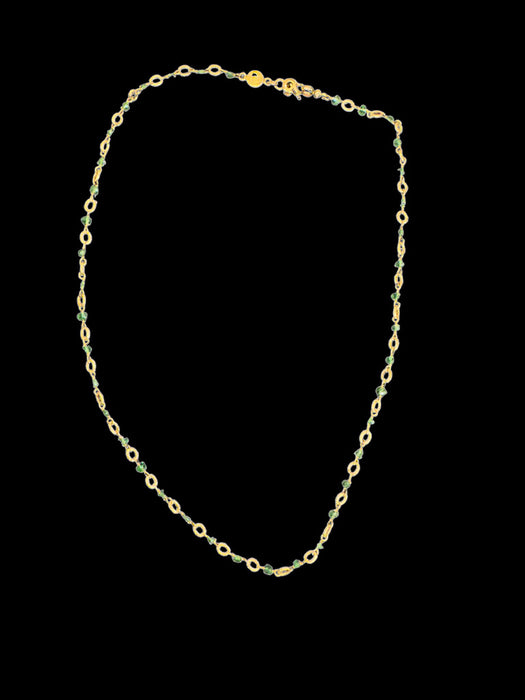 18K Gold Tsavorite Faceted Bead Necklace, 17.75”. 6.5grams