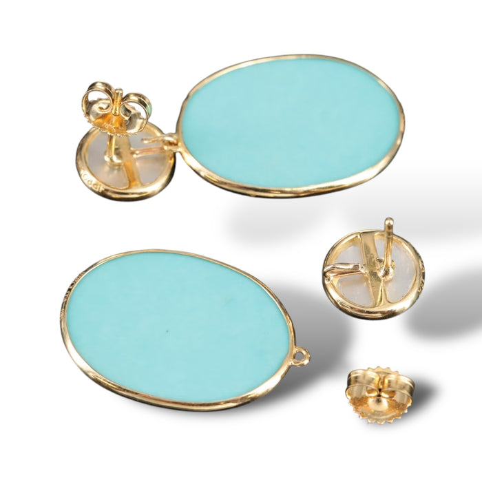 Ippolita Set Polished Rock Candy 18K Turquoise Circle Station Necklace and Earrings, Buy as a Set or Separately
