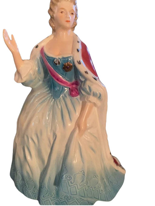 8.5-inch vintage porcelain figurine of Queen Katherina in traditional blue and white gown with pink sash and gold details. - Vintage RARE Goebel West Germany Porcelain Statue of Queen Katherina 1772 Figurine 8.5" - Decoration Color_Multi colors, Decoration Price_ 100 to 250, Decoration Size_Small, Decoration Style_Traditional, Decoration_ Porcelain / ceramic, Decoration_Figurine - Default Title - EZ Art, Decor & Jewelry