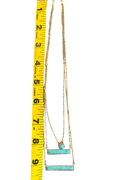 Three strand 18K Gold and Turquoise Modern Necklace, 20”. 19”. 16.5”