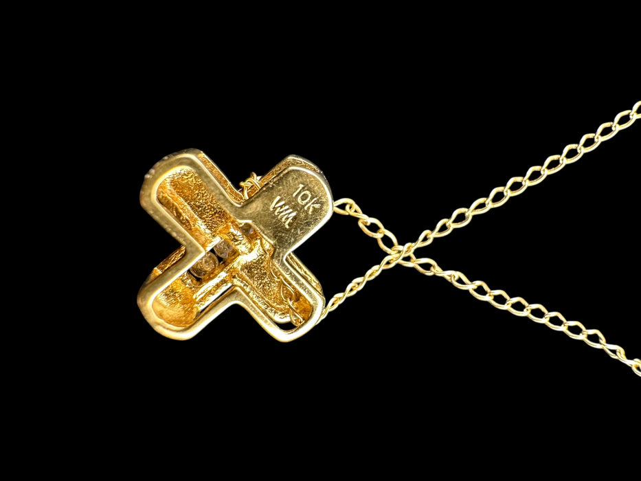 10k Gold Diamond X Necklace • 18" Sliding Pendant • Real Diamond 10k Gold Jewelry • Dainty X Pendant Necklace • Gift for Her