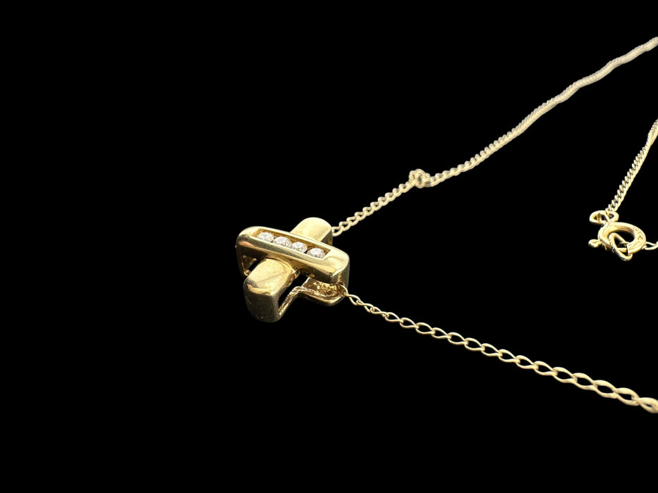 10k Gold Diamond X Necklace • 18" Sliding Pendant • Real Diamond 10k Gold Jewelry • Dainty X Pendant Necklace • Gift for Her