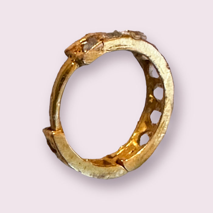 Gold and Diamonds Body Ring, Small 18k gold and diamond nose ring, lip ring-EZ Jewelry and Decor