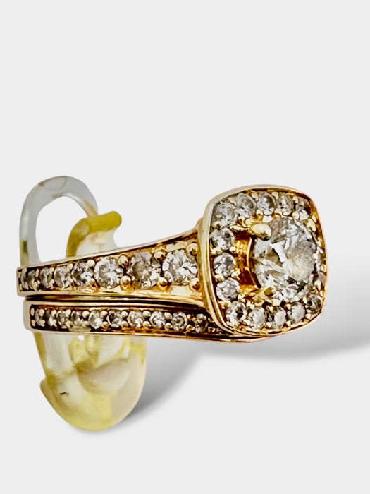 Diamond Princess Engagement Ring and Wedding Band on 14K Gold, 2ct Diamond. Size 5. 5.8gr