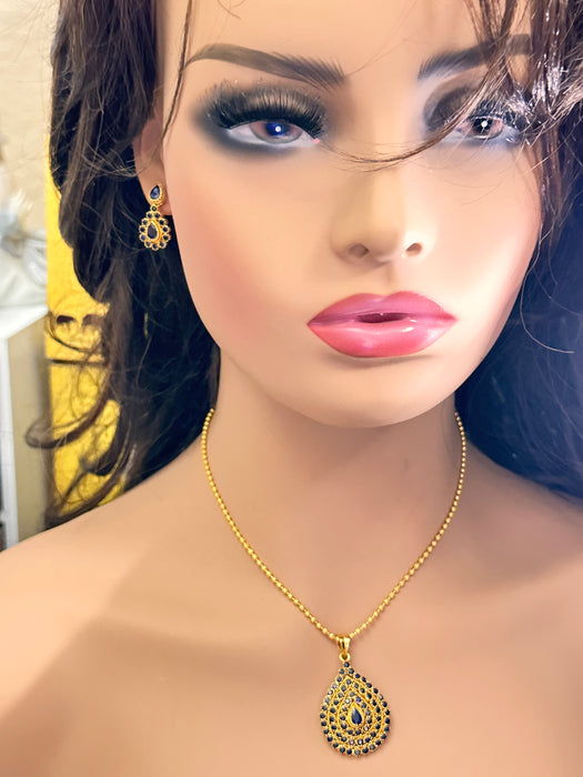 Elegant 22k Gold and Sapphire Drop  Earrings , September birthstone, 8.79g, Unique Gift, about 1 inch