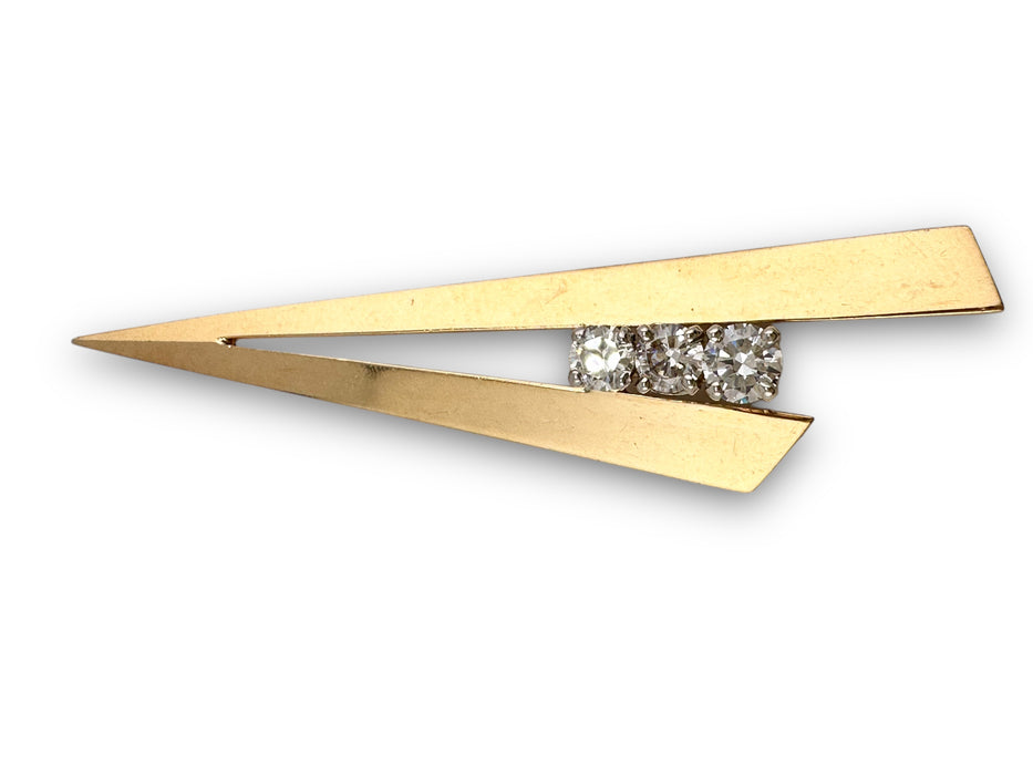 Modern Geometric 14K Gold Diamond Jewelry Set – 18" Necklace with 2.2" Pendant (3 Diamonds) & 0.75" Earrings (2 Diamonds Each), 8.16g