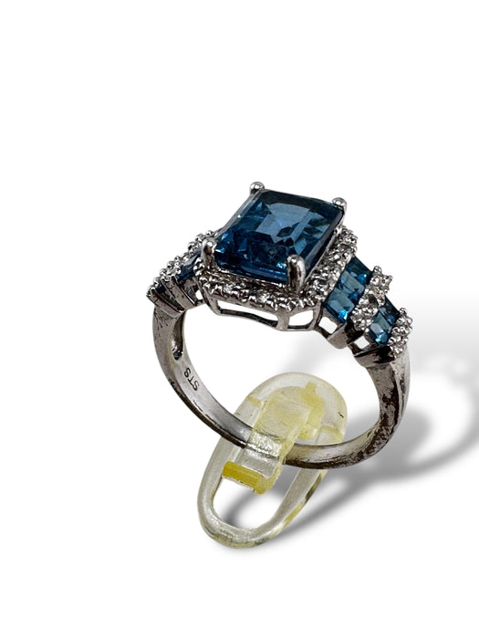 Sterling Silver Aquamarine Ring Size 7, Engagement Ring, Statement Ring