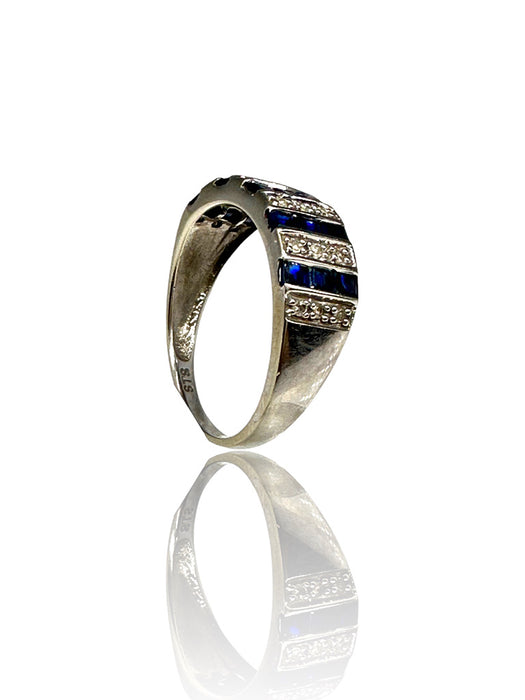 Sapphire and Diamond Ring, in 14K Gold Size 7,Ladies 14K White Gold Sapphire and Diamond Band