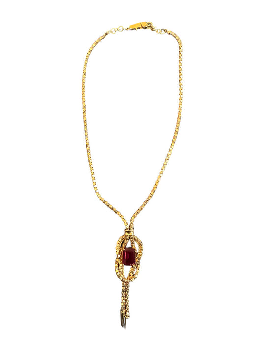 Ruby and 18K Gold Necklace. 17g, Real Ruby, Gift for her, anniversary’s gift, Vintage gold Necklace, Italian UnoAErre Design.-EZ Jewelry and Decor