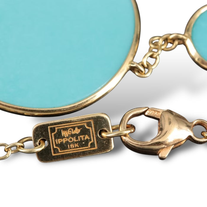 Ippolita Set Polished Rock Candy 18K Turquoise Circle Station Necklace and Earrings, Buy as a Set or Separately