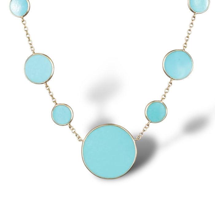 Ippolita Set Polished Rock Candy 18K Turquoise Circle Station Necklace and Earrings, Buy as a Set or Separately