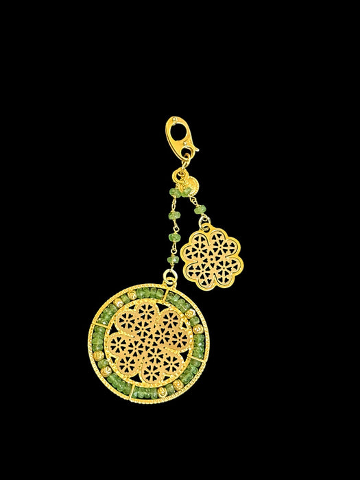 18K Gold & Tsavorite Garnet Clover Pendant, 7.10g. Irish Jewelry