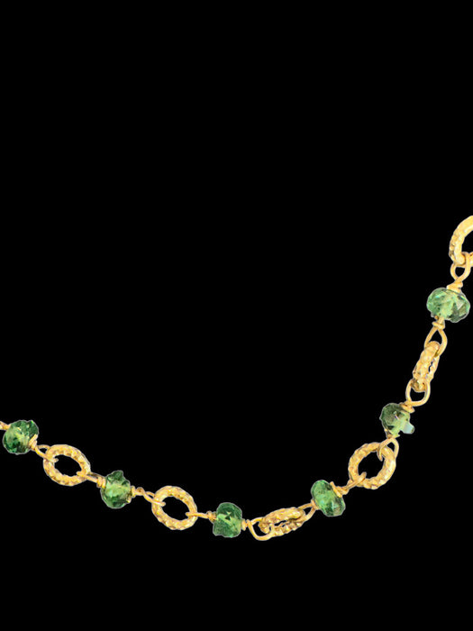 18K Gold Tsavorite Faceted Bead Necklace, 17.75”. 6.5grams