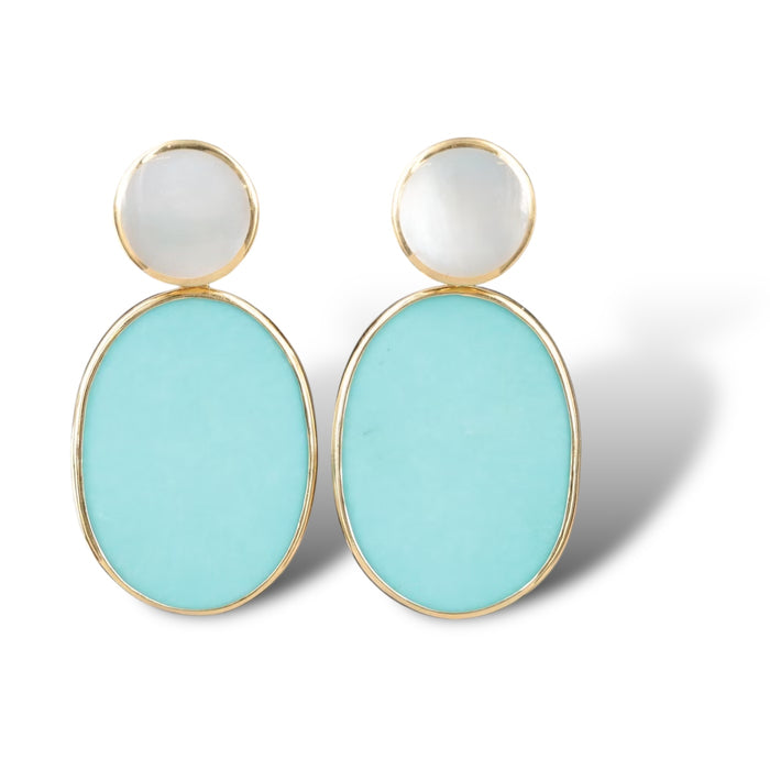 Ippolita Set Polished Rock Candy 18K Turquoise Circle Station Necklace and Earrings, Buy as a Set or Separately