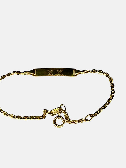 Crafted 18k Gold ID/ Name Bracelet, C L Initial  6”-EZ Jewelry and Decor