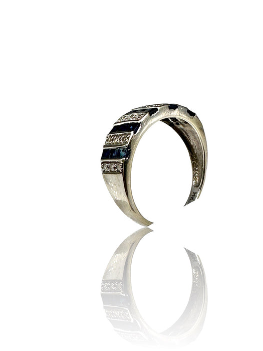 Sapphire and Diamond Ring, in 14K Gold Size 7,Ladies 14K White Gold Sapphire and Diamond Band