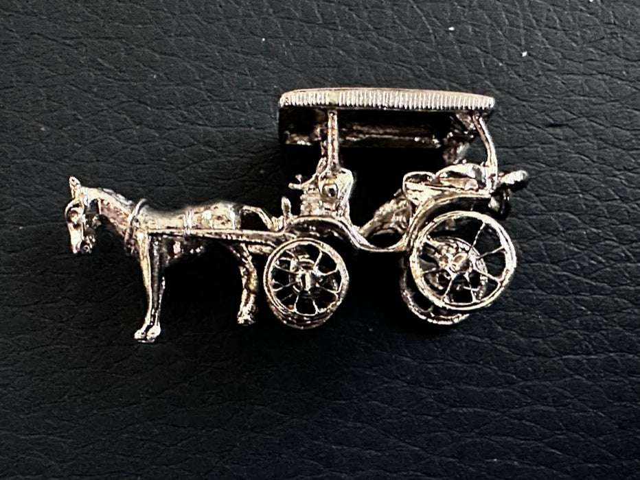 Silver Horse and Buggy/ Carriage Pendant.1.3”, Dazzling Rare  traditional Carriage made in amazing shiny hand-crafted sterling silver-EZ Jewelry and Decor