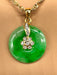 Jade and Diamond Pendant Disk, 1in T. 20k Gold, Diamond and Jade, Symbol of Balance, Good Fortune, Happiness. Vintage Chinese Jewelry-EZ Jewelry and Decor