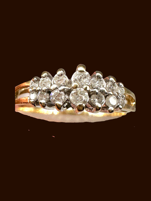 Antique Diamond Ring . 14 pieces of Diamonds. Engagement / Wedding / Formal Ring Size 8.5