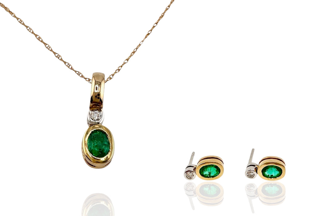 14k Gold Tanzanite and Diamond Necklace & Earrings Set