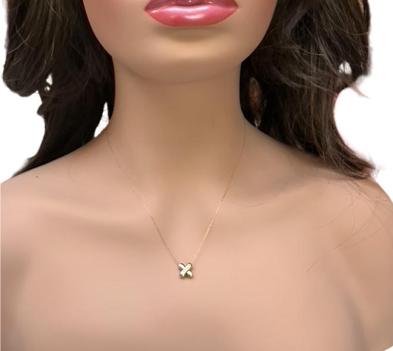 10k Gold Diamond X Necklace • 18" Sliding Pendant • Real Diamond 10k Gold Jewelry • Dainty X Pendant Necklace • Gift for Her