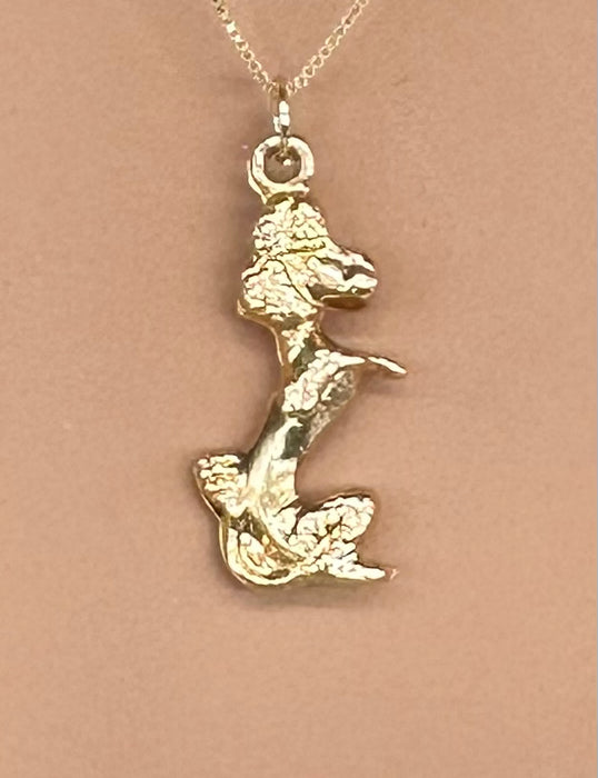 18k Gold Poodle Necklace one in T. with 18" Chain 14k gold.Standing Poodle , Pendant Necklace