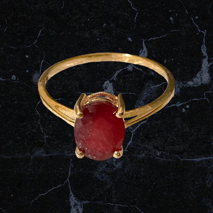 14k Gold Ring With 1.5 Ct Ruby Size 7.5, Oval Four Prong Ruby Solitaire Ring