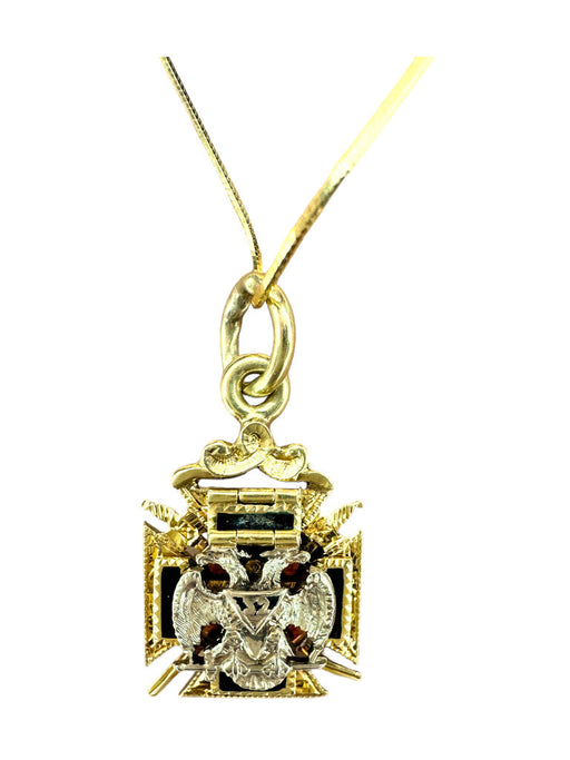Classic 14k Gold Two Sided Byzantine Cross on 20" 10k Gold Necklace.-EZ Jewelry and Decor