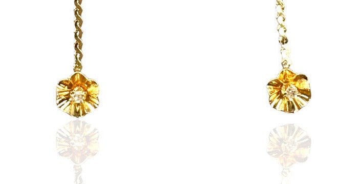 14kt Yellow Gold Drop Studs Earrings with Diamond Accents