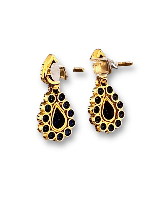 Elegant 22k Gold and Sapphire Drop  Earrings , September birthstone, 8.79g, Unique Gift, about 1 inch