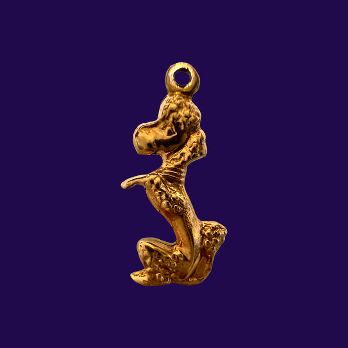 18k Gold Poodle Pendant Necklace 1 inch T, 18" Chain 14k gold,.Standing Poodle , Pendant Necklace