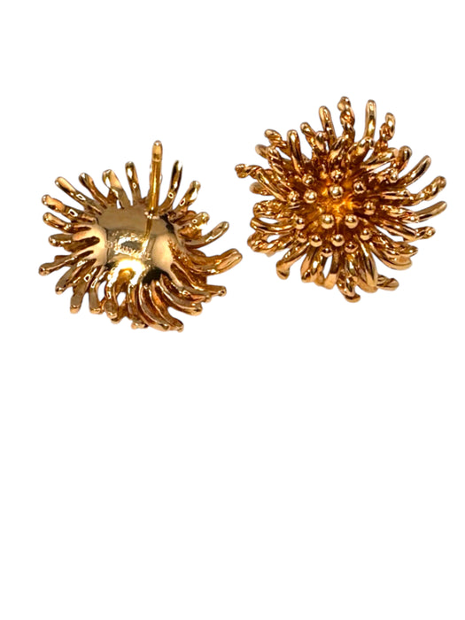 Vintage Tiffany & Co 18k Yellow Gold Sea Anemone Earrings .7in