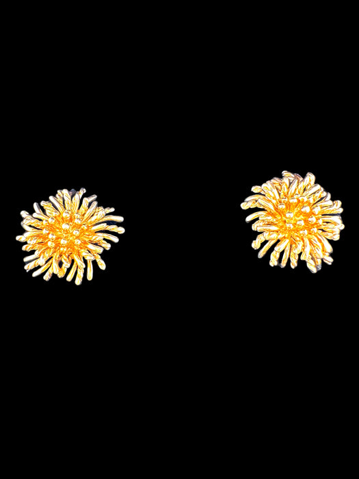 Vintage Tiffany & Co 18k Yellow Gold Sea Anemone Earrings .7in