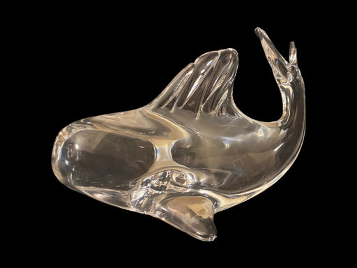Vintage Daum Crystal Whale. Made In France Clear Crystal Sculpture 9.5”. Signed-EZ Jewelry and Decor
