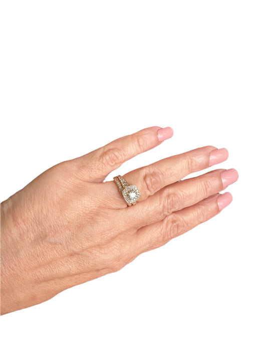 Engagement Ring and Wedding Band on 14K Gold,
