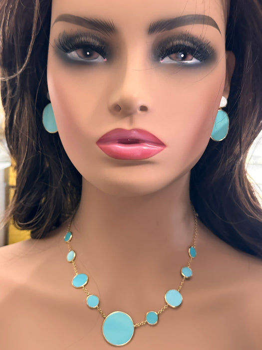 Ippolita Set Polished Rock Candy 18K Turquoise Circle Station Necklace and Earrings, Buy as a Set or Separately