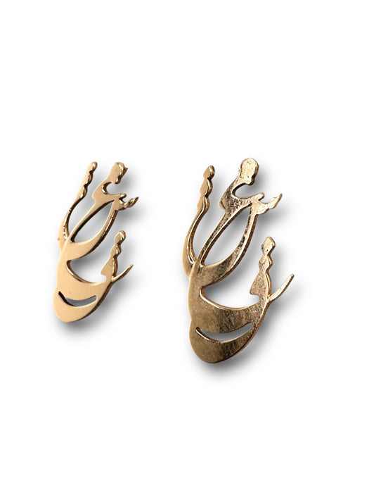 18k Eshgh Stud Drop Earrings, Love Earrings in Farsi Calligraphy