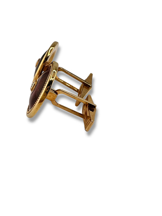 18K Gold Diamond Cufflinks 17.41g Red Enamel 0.78” | Luxury Gift for Him