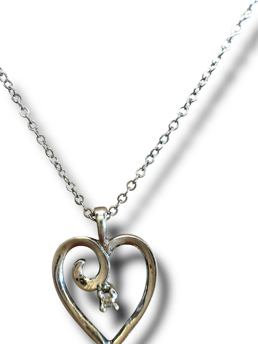 14k white gold heart  blue sapphire on delicate chain. 