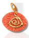 Peach polymer clay round dangle earring with textured surface and gold-tone abstract spiral accent, 2-inch length. - Handmade Modern Earrings, Polymer Clay, Modern Textured Earrings, Statement Earrings, Dangle Earrings, Peach and Gold Earrings 2” - 2 Inch Earrings, Artisan Crafted, Boho Style, Fashion Accessories, Handmade Jewelry, Modern Earrings, Peach Earrings, Polymer Clay Jewelry, spring earrings, Statement Earrings, Textured Earrings, Trendy Jewelry, Unique Design - Default Title
